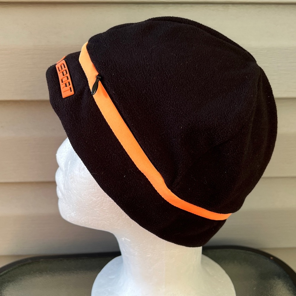 RARE- Polo Sport Thermal Fleece Barrier Beanie Black/Orange Sz OS - Picture 2 of 7